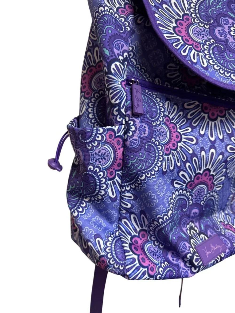 Vera Bradley Lighten Up Backpack Lilac Medallion Purple Drawstring 16x17x6 NEW